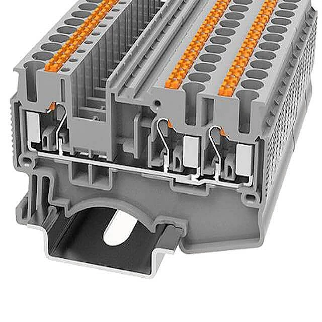 DIN RAIL T.B.2.5mm² PUSH-IN GRAY 1IN2OUT