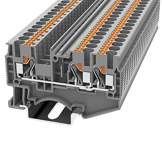 DIN RAIL T.B.4mm² PUSH-IN GRAY 1IN2OUT